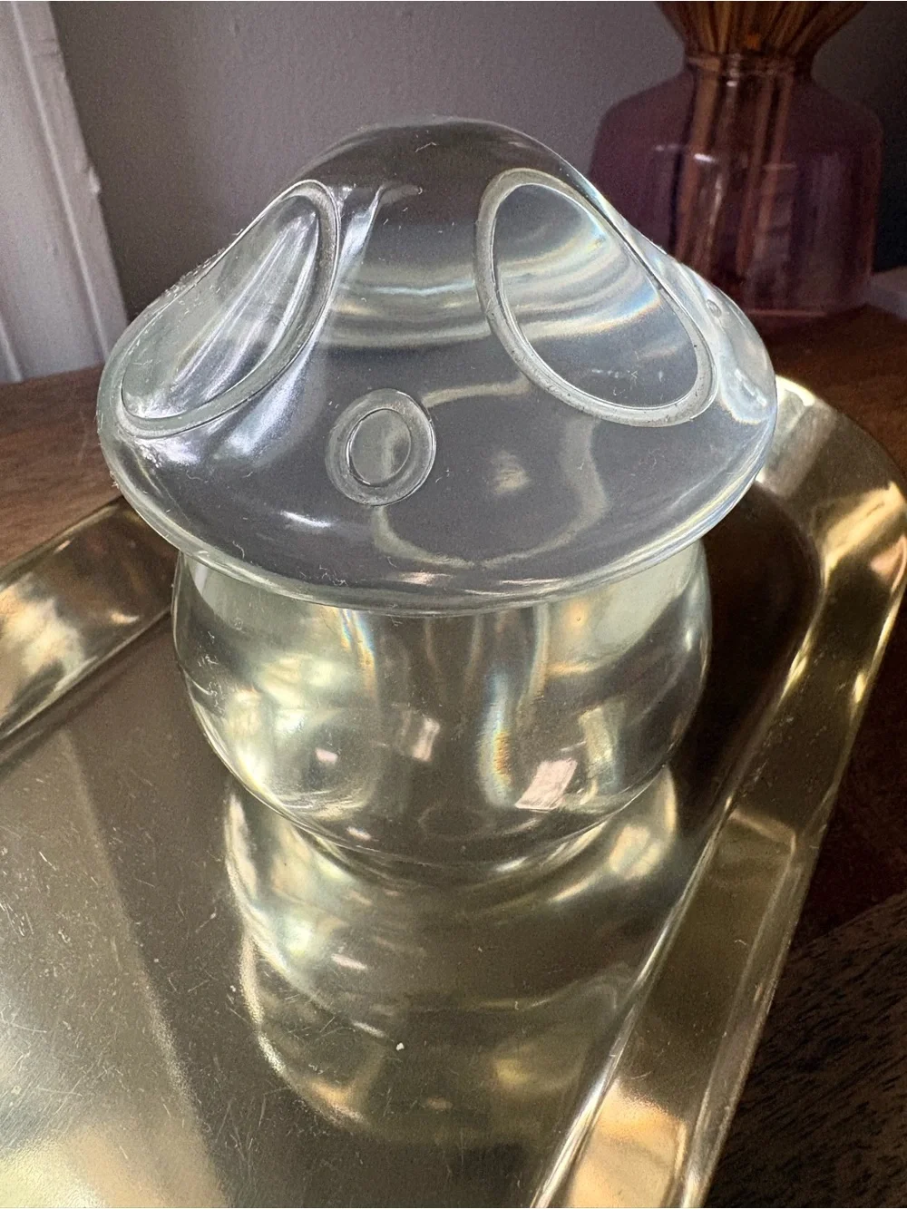 🍄 Clear glass mushroom shaped decorative storage stash jar